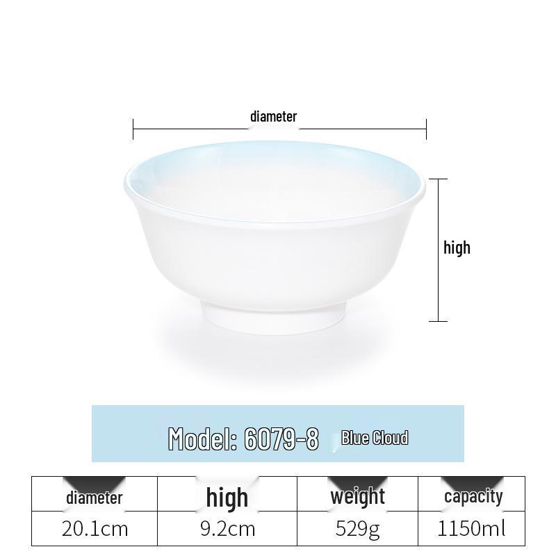 Imitation Porcelain Melamine Ramen Bowl - Large Douli Hat Design for Soup, Mala Tang, Rice Noodles