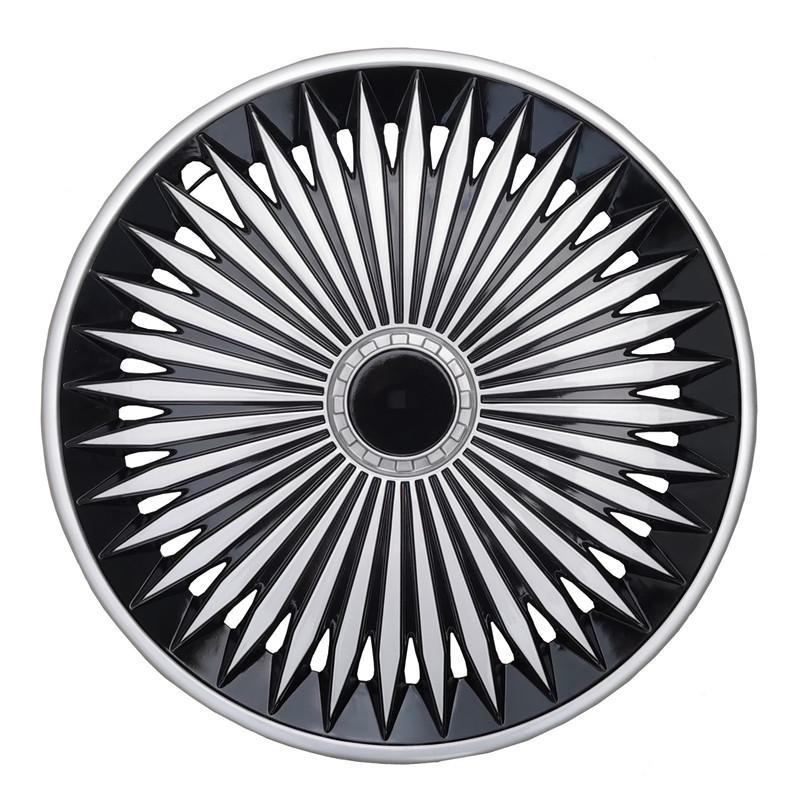 

Кожух ступиці автомобільного колеса зі сталевим кільцем і пластиковою декоративною кришкою різних розмірів 12-17 дюймів. 13-inch Phantom Model чорний/срібний