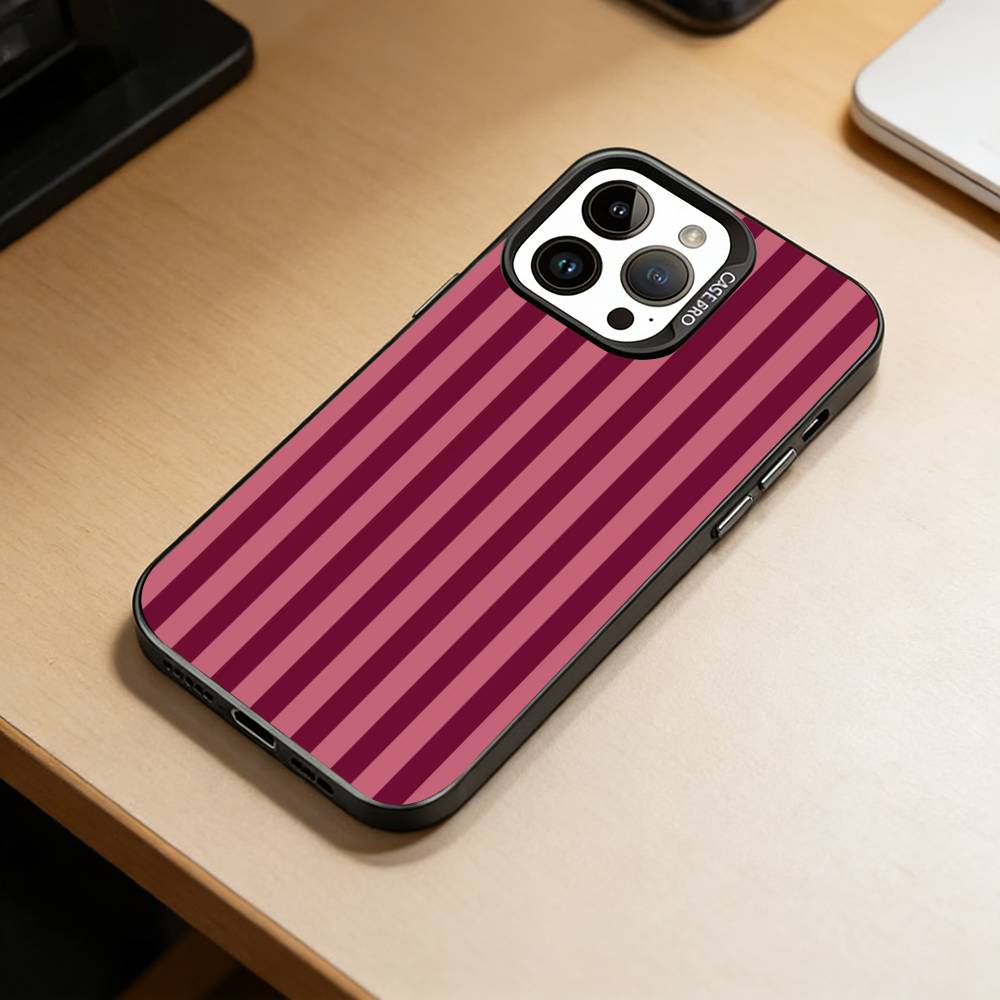 M-Multicolor Stripes  Phone Case For iPhone 17,16,15,14,13,12,11 Plus,Pro Max,XS,Colorful Silver Black Cover