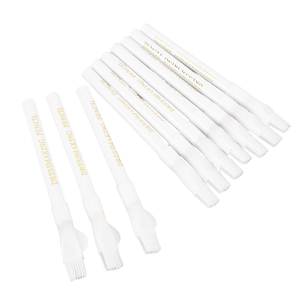 10Pcs Sewing Fabric Pencils Erasable Water Soluble Dressmaker Marking Chalk with Brush Cap Home Marker Tracing Tools