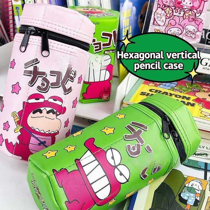 Crayon Shin-Chan Hexagonal Zipper Vertical Pencil Case Creative Cartoon Student Large Capacity Stationery Bag