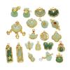 2Pcs Glass Alloy Inlaid Jade Pendant Safety Buckle Cloud Lock Pendant Handmade DIY Bracelet Necklace Antique Clothing Accessories