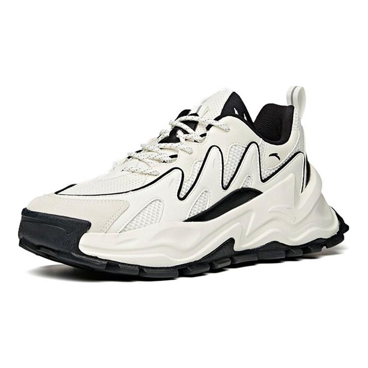 New Anta Hot Cushioning Anti Slip Wear Resistant Breathability Low Top Chunky Sneakers Men's White Black 912118886-2