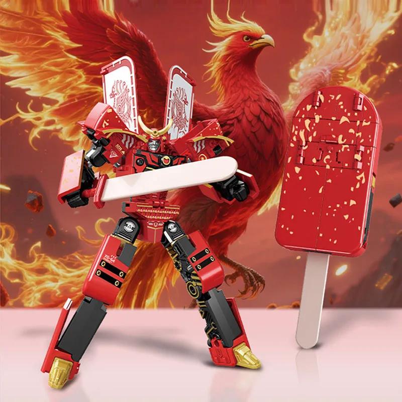 Non-Toxic Transforming Toy Ice Cream Warrior Model Children Educational Toy Children'S Robot Warrior Ice Cream Pretend Play
