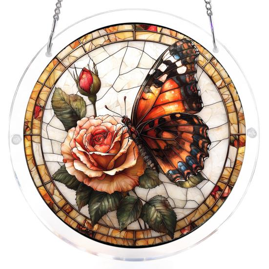Sun Catcher Puzzle Acrylic Suncatcher Durable Clear Acrylic Colorful Patterns Window Decoration for Doors Garden