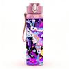 1PC Neon Abstract Cyber Graffiti Art 750ml Color Plastic Sports Water Bottle Leakproof Flip Straw Lid Suitable for Sports Office Home Use