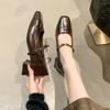 2025 Neue Mary Jane Schuhe Damen Hohe Qualität Leder Schnalle Ballerinas für Damen Eckige Spitze Flach Rindsleder Damen Einzelne Schuhe