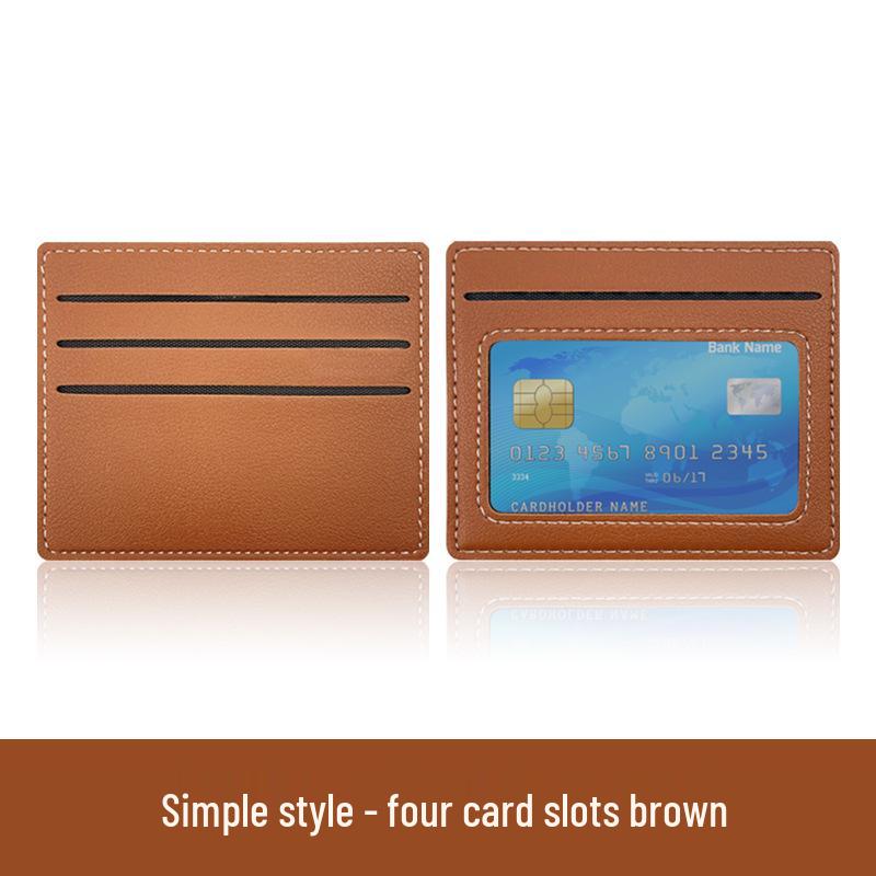 Women's Slim Stitched PU Leather Card Holder with 4 Slots