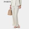 PORTS Women's Elegant Platinum Champagne Straight-Leg Trousers