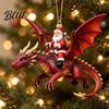 Spezielle Weihnachts-Themen-Geschenke Santa's Drachenreiter Ornamente Kollektion Santa auf dem Rücken Handgefertigte Harz-Feiertagsgeschenke Ornamente Festlicher Hänger