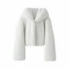 Winter Pure White Mountain Fashion Hooded Cropped Faux Fur Coat Women Fluffy Eco Fox Fur Jacket Girls Hot Overcoat