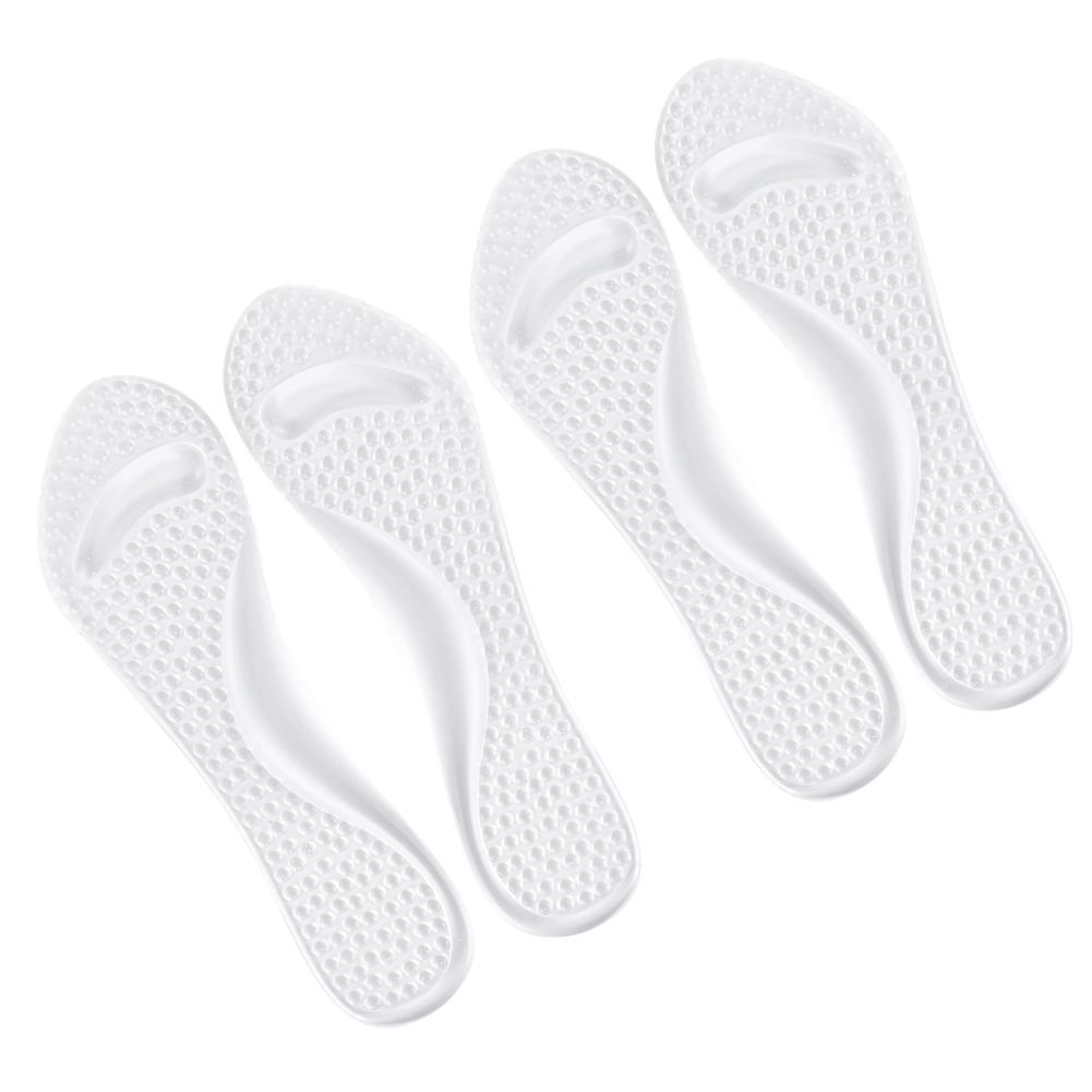 2 Pairs Shoe Pad Transparent Silicone 3 4 Shakeproof Massaging Foot Pad for Fatigue Relief