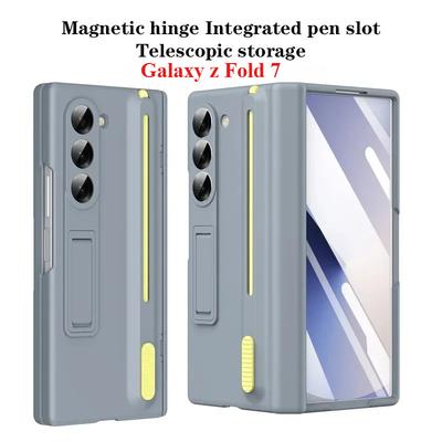 Luxury Busine Pen Slot Holder Phone Case for Samsung Galaxy Z Fold 7 6 5 4 3 Screen Glass Shockproof Stand Bracket Protect Cover