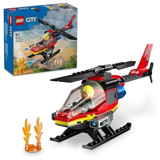 LEGO City Tűzoltó Helikopter Játék Kocka Oktató Fiúk Lányok Gyermekek 5 Éves 6 7 8 Jármű Autó Miniatűr 60411