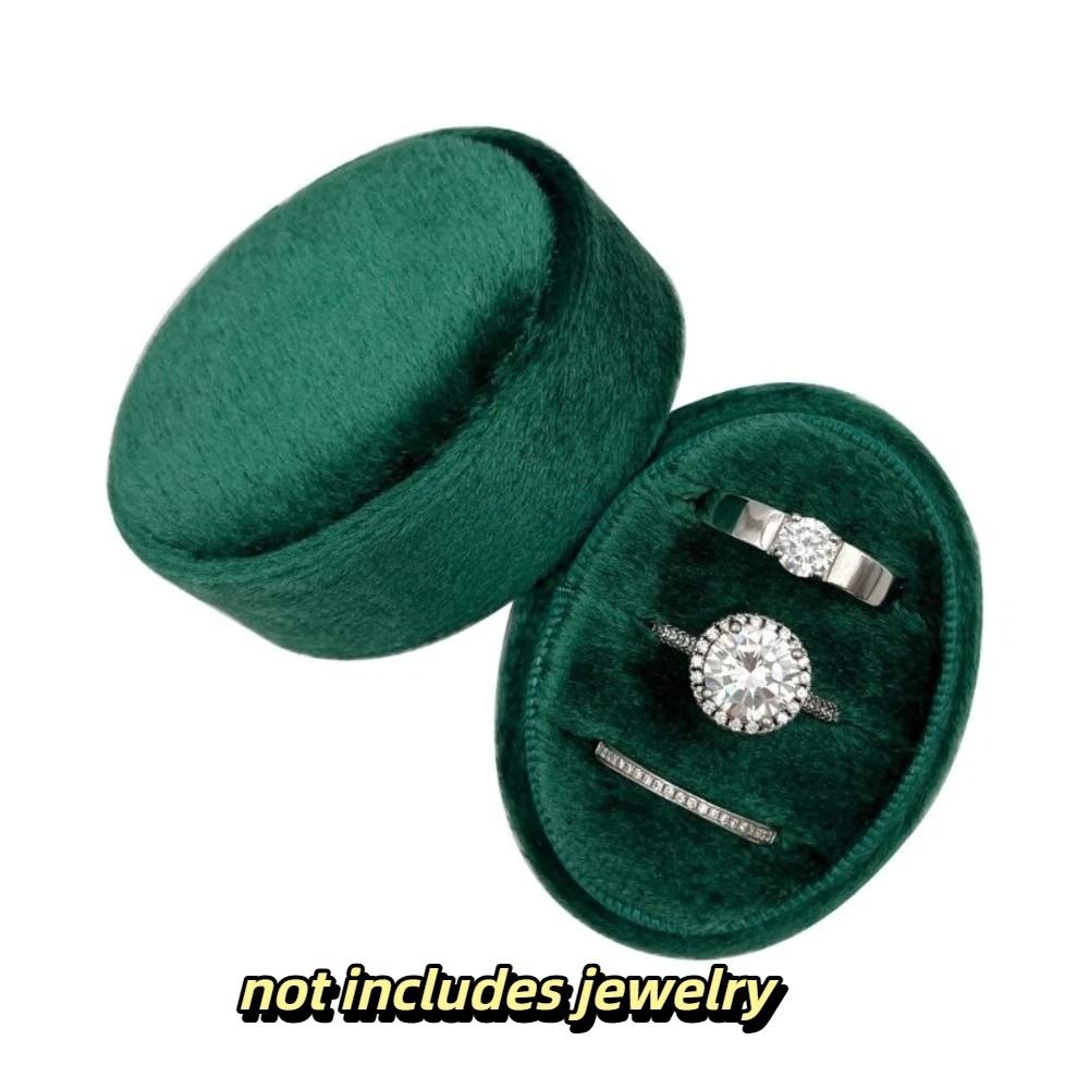 Velvet Material Velvet Ring Box 2 Slots/3 Slots Oval Jewelry Box Jewelry Organizer Box Wedding Green 3 Slot