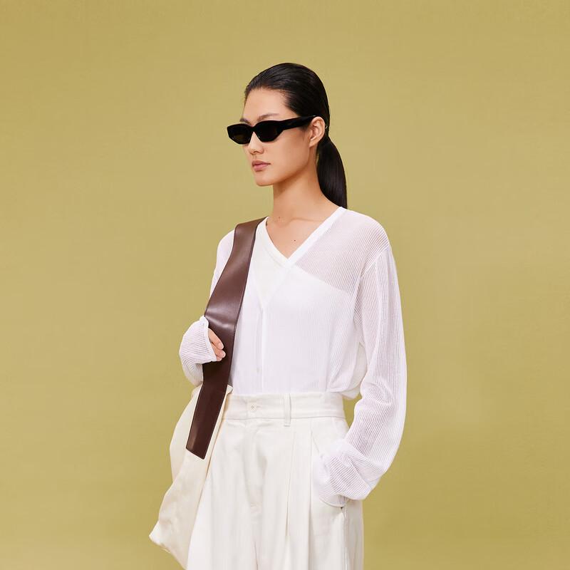 LESS 2024 Spring Casual V-Neck Solid Cardigan S