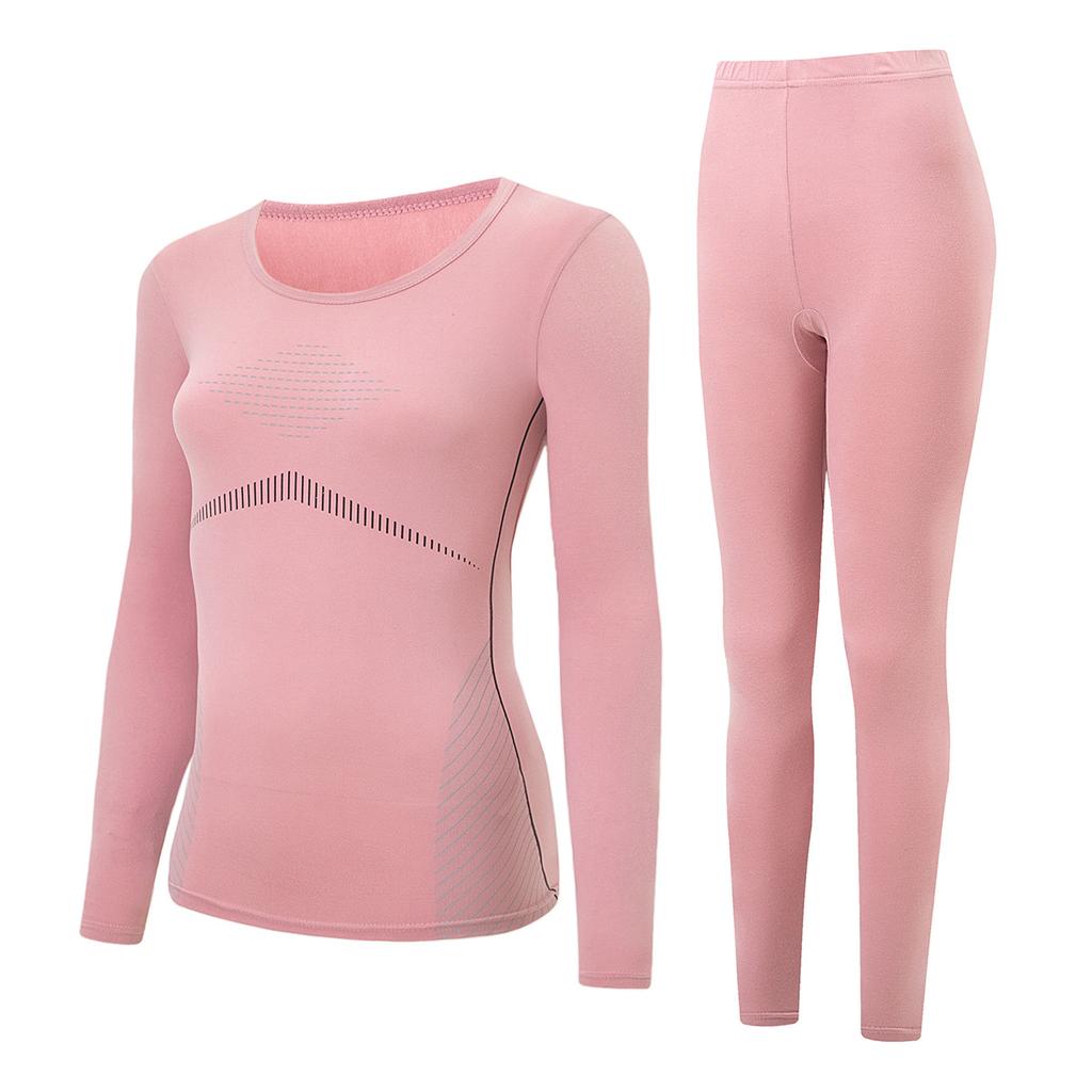 Women's Thermal Underwear Set Solid Color Base Layer Long Johns Winter Fall Casual
