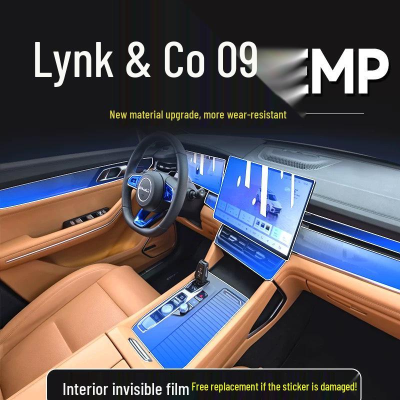 Lynk & Co 09 EMP Interior Protective Film for 2025-26: Center Console, Gear Shift, Navigation Screen, Dashboard - Anti-Scratch TPU