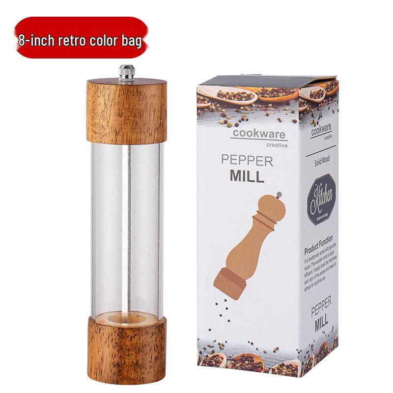 Starry Sky Wooden Pepper Mill - Transparent Acrylic Manual Grinder for Sichuan Pepper, Black Pepper, Sea Salt, and Rose.