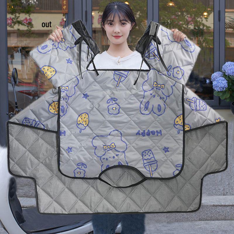 Four Seasons Electric Motorcycle Windshield Cover with Sunshade, Breathable Pockets, and Side Wings for Year-Round Protection.