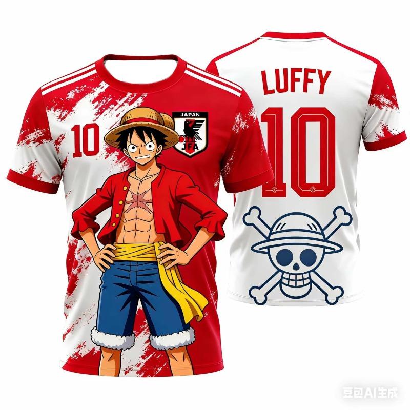 Summer Japan One Piece Luffy Football Jersey Men T-shirt Football Special Jersey Adult Men's Qu