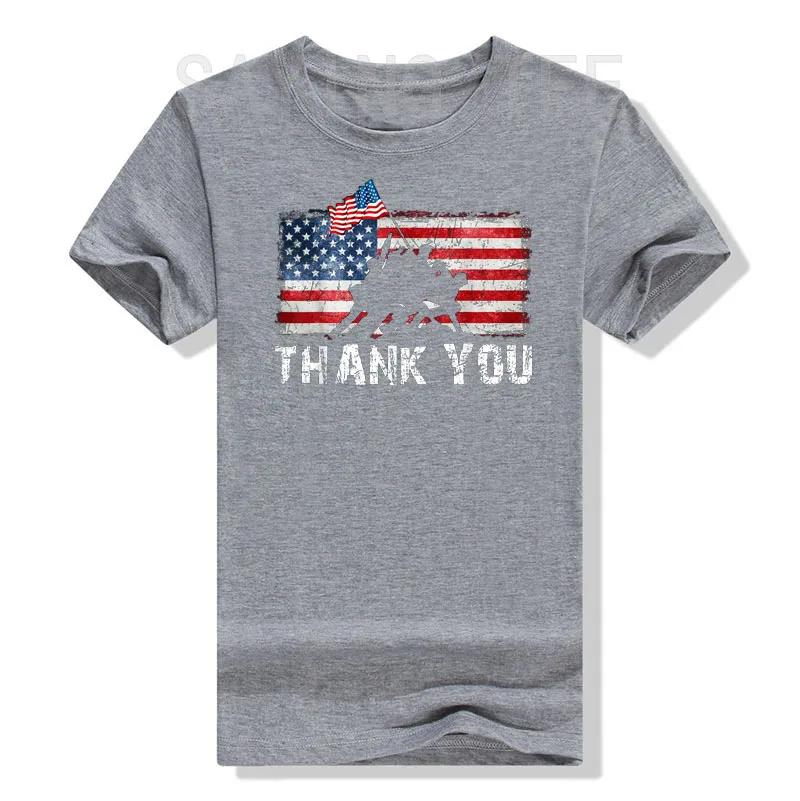 Patriotic American US Flag Thank You Memorial Day Veteran T-Shirt USA Proud Graphic Tee Tops 4th of July Clothes Novelty Gifts