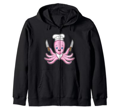 Oktopus Koch Kochmütze Zip-Hoodie