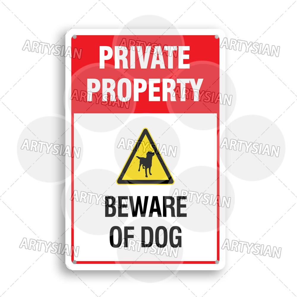 Mfoever Private Property Metal Sign Beware of Dog Security Warning No Trespassing Notice Restricted Areas Enter At Own Risk Plaque