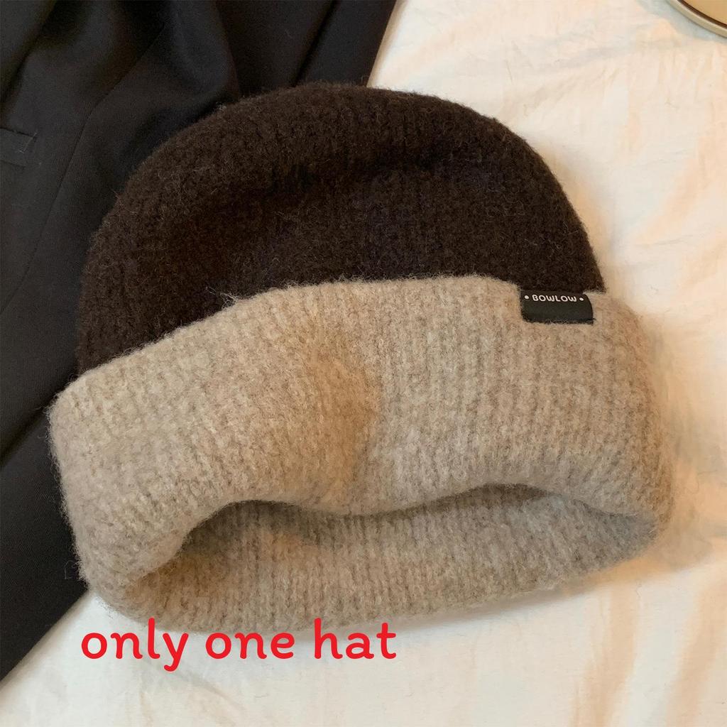 Wool Blend Letter Knitted Hat For Women Winter Cold Weather Warmth