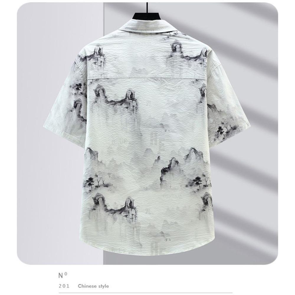 Thin Short-sleeved Fashionable Brands Casual Handsome Versatile and Elegant Men's Shirts