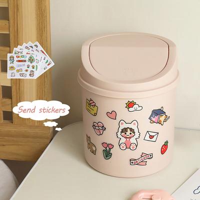 Mini lata de lixo pequena para mesa, tubo com tampa, caixa de lixo para quarto