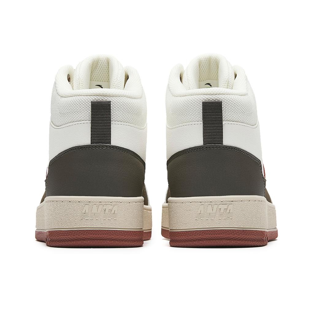 Anta First Year Wear Resistant And Lightweight High Top Skateboard Shoes Men's White Brown Red 912548083-6