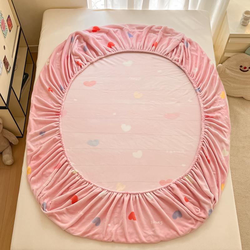 Flannel Bed Sheet Winter Warm Plush Fitted Sheet Soft Mink Cashmere Bed Linen Mattress Cover Elastic Bedspread