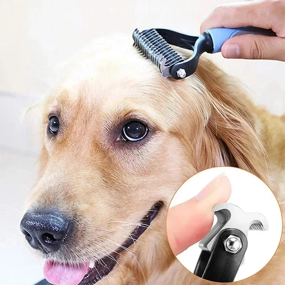 Pet Hair Removal Comb Dog Hair Removal Brush Stainless Steel Double Sided Pet Grooming Brush Removing Tangles Cat Accessories