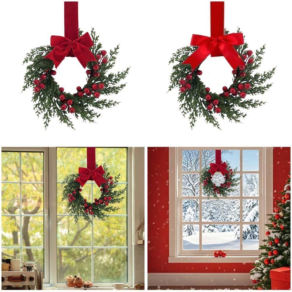 New Pinecone Christmas Wreath Red Berry Festive Door Hanging Ornament 3D Artificial Artificial Garland Navidad Decoration