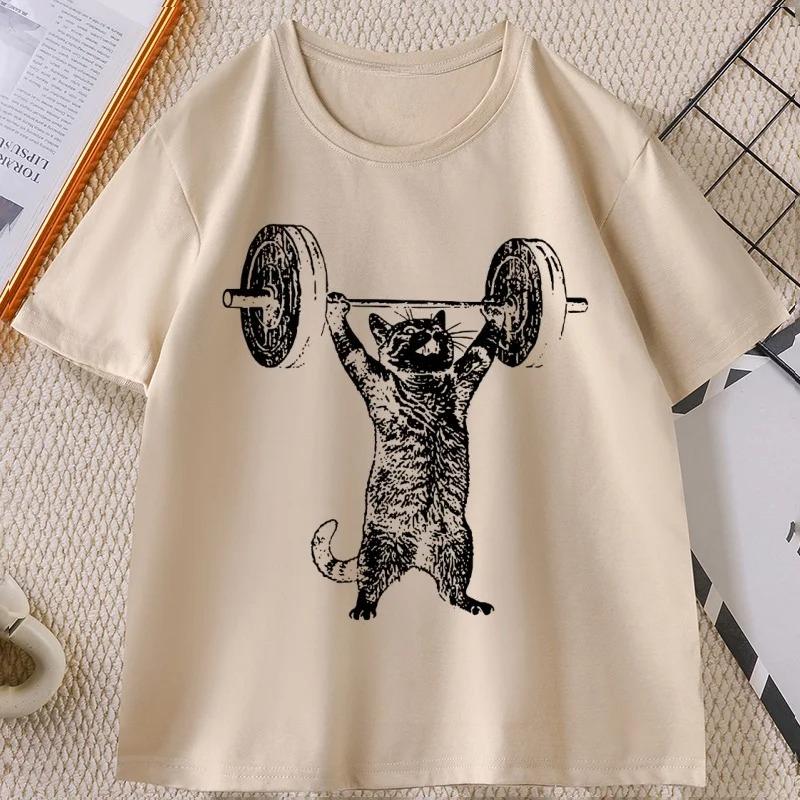 Divertente Maglietta da Palestra per Gatti Unisex Maglietta da Allenamento per Gatti Unisex Maglietta da Palestra Vintage Casual Girocollo Manica Corta Streetwear