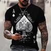Men's T-shirt loose casual new playing cards printed tops men's large size T-shirt