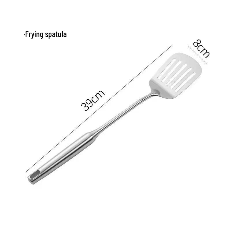 304 Stainless Steel Kitchen Utensil Set: Hollow Handle Spatula, Frying Pan Spatula, Flour Sieve, Soup Ladle, Hot Pot Ladle, Slotted Spoon.