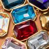 5pcs 12x16mm Stainless Steel Crystal Glass Charms Pendants Colorful Rectangle Charms for Necklace Beads Jewelry Making DIY