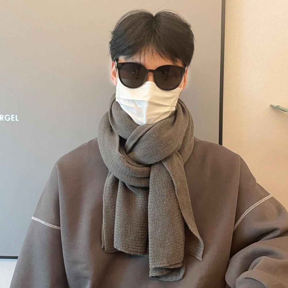Soft Winter Cashmere Scarf Solid Color Coldproof Scarf Casual Men Wool Scarf  Gifts