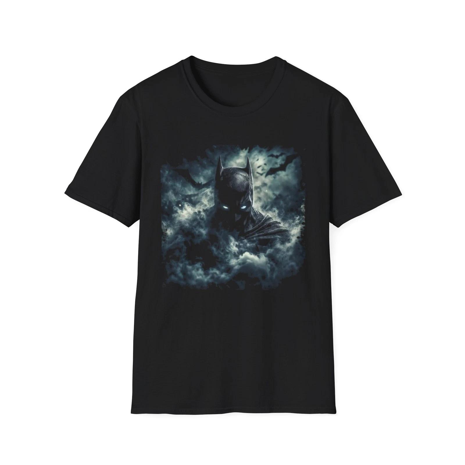 Dark Bat Silhouette T-Shirt | Moody Smoke Night Batman Design L