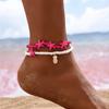 2024 New Boho Starfish Stone Beaded Double Layer Anklets for Women Charm Pineapple Pendant Summer Beach Jewelry Accessories Gift