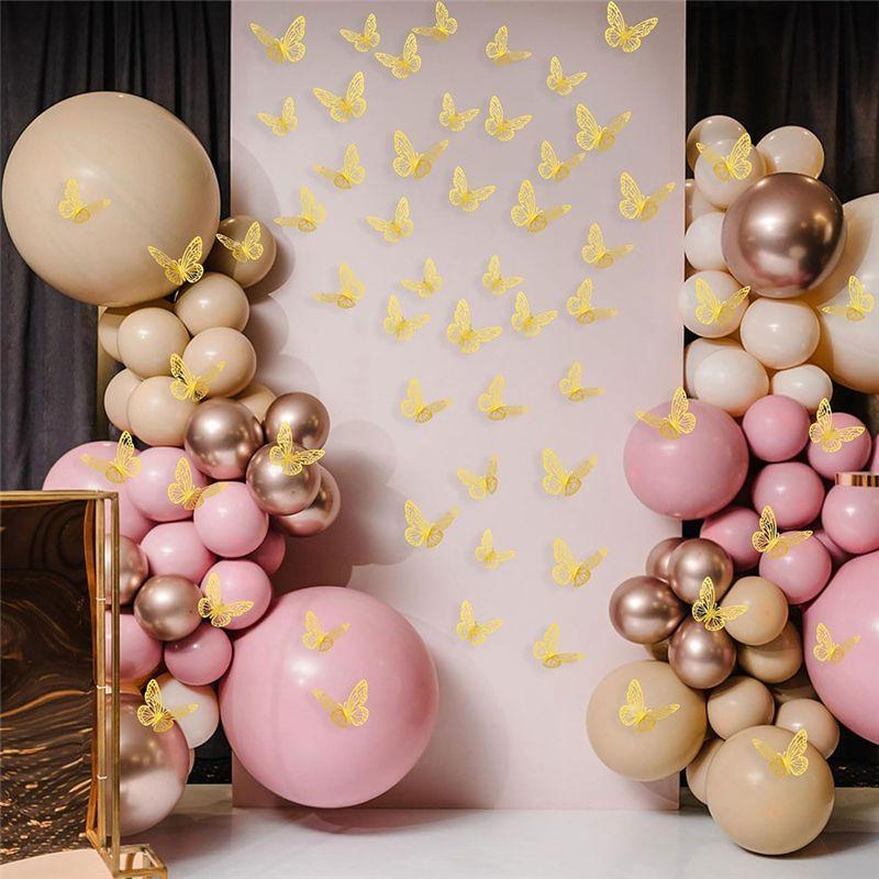 Good-160 Pcs Flower Bouquet Accessories Set,60 Pcs 3D Gold Butterfly Sticker Wall Decor And 100 Pcs Diamond Corsages Pins Easy T