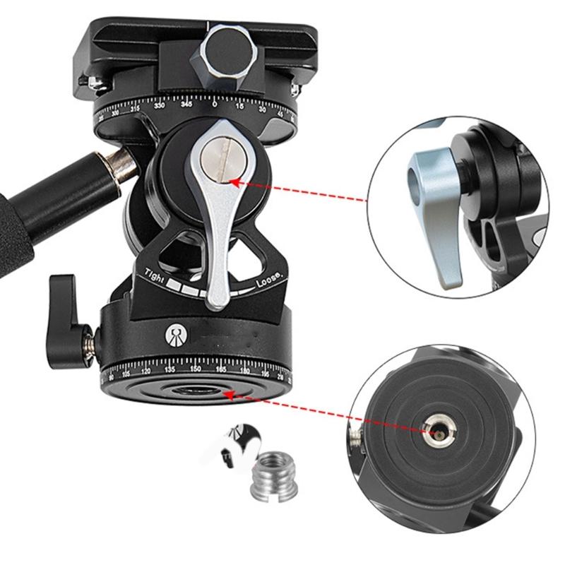 Double Panoramic Tripod Fluid Head Mini Pan Tilt Head Quick Release Plate and Handle For DSLR And Small Video Cameras