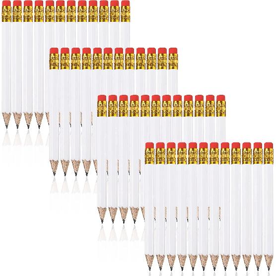 Zonon 48 Pieces Golf Pencils Mini Half Pencils with Eraser Short with Erasers Bulk Small for Kids HB Wedding Bridal School Office Writing Drawing