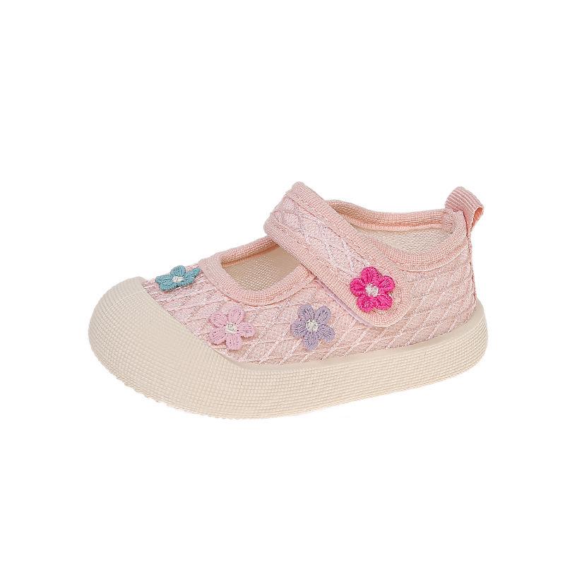 Toddler Girl Casual Canvas Shoes with Cute Flowers - Spring/Autumn 2026