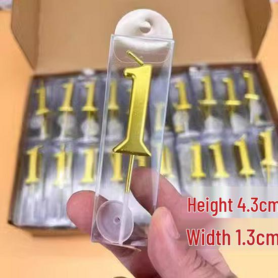 Gold Long Number Birthday Cake Candles - Boxed for Children's First Birthday