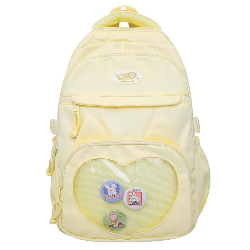 Solid Color Middle School Student Schoolbag Girls Cute Large Capacity Backpack Women Travel Backpack