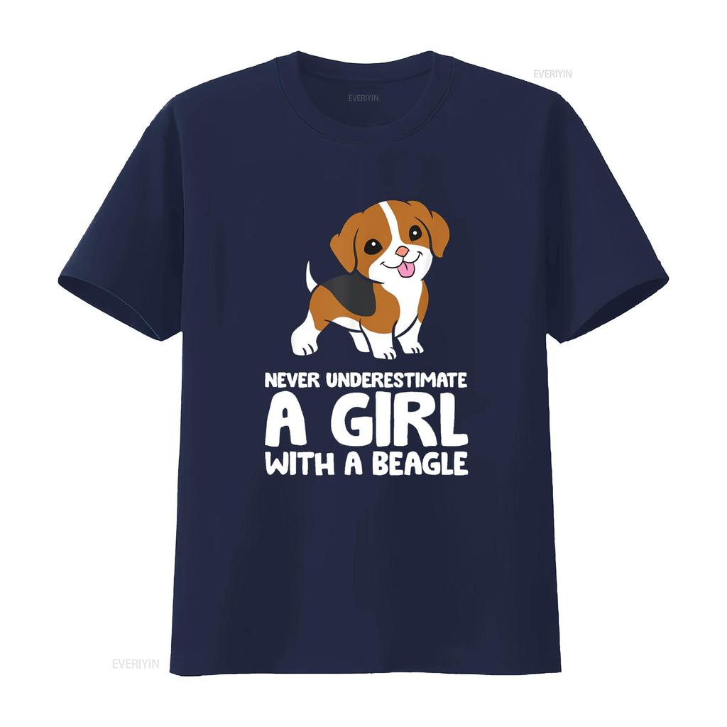 Unterschätze niemals ein Mädchen mit einem Beagle Hund T-Shirt vintage gewaschen dehnbar vielseitig Designerkleidung weich