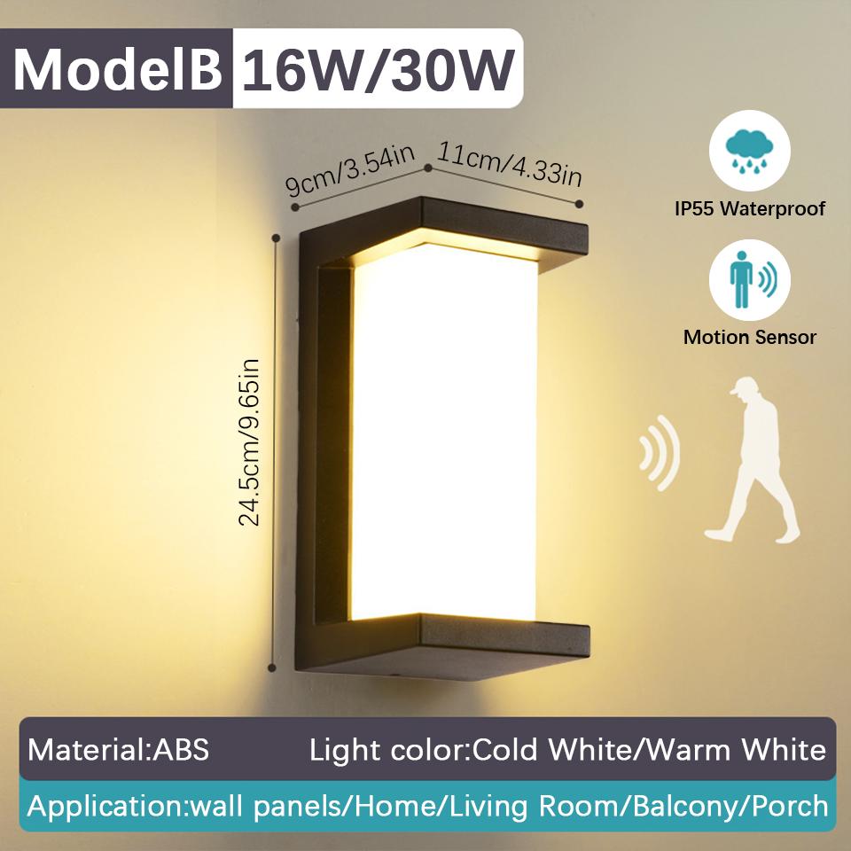 LED Wall Lamp Motion Sensor Indoor Outdoor AC85-265V ABS Waterproof Led Lights Modern Home Appliance For Home Living Room Porch